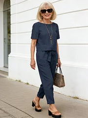 Lightweight Cotton Blend Two Piece Relaxed Fit Suit