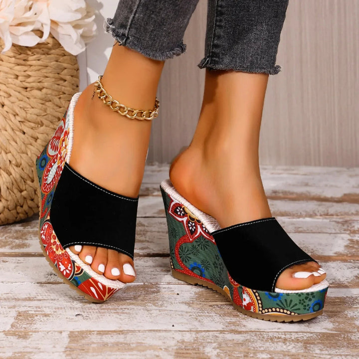 Laerke - Floral Print Wedge Sandal