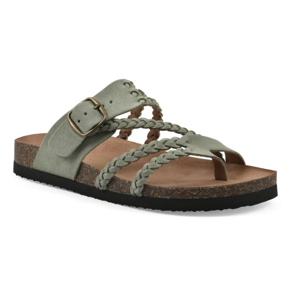 Braided Suede Sandals Flat Cork Natural Comfort