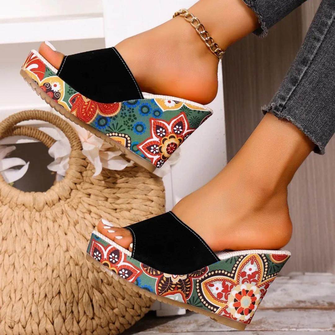 Laerke - Floral Print Wedge Sandal