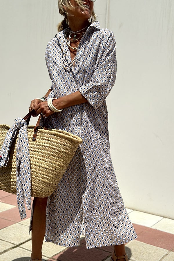 Striped Shirt Dress Lightweight Relaxed Fit