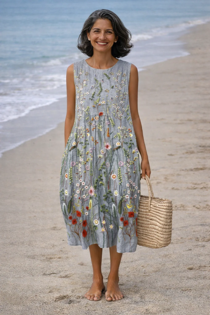 Lía | Midi Dress with Color Blocks and Polka Dots