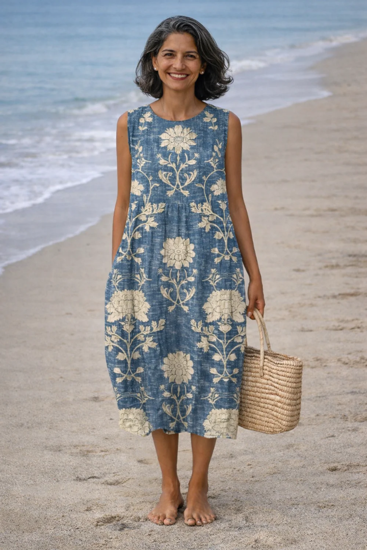 Lía | Midi Dress with Color Blocks and Polka Dots
