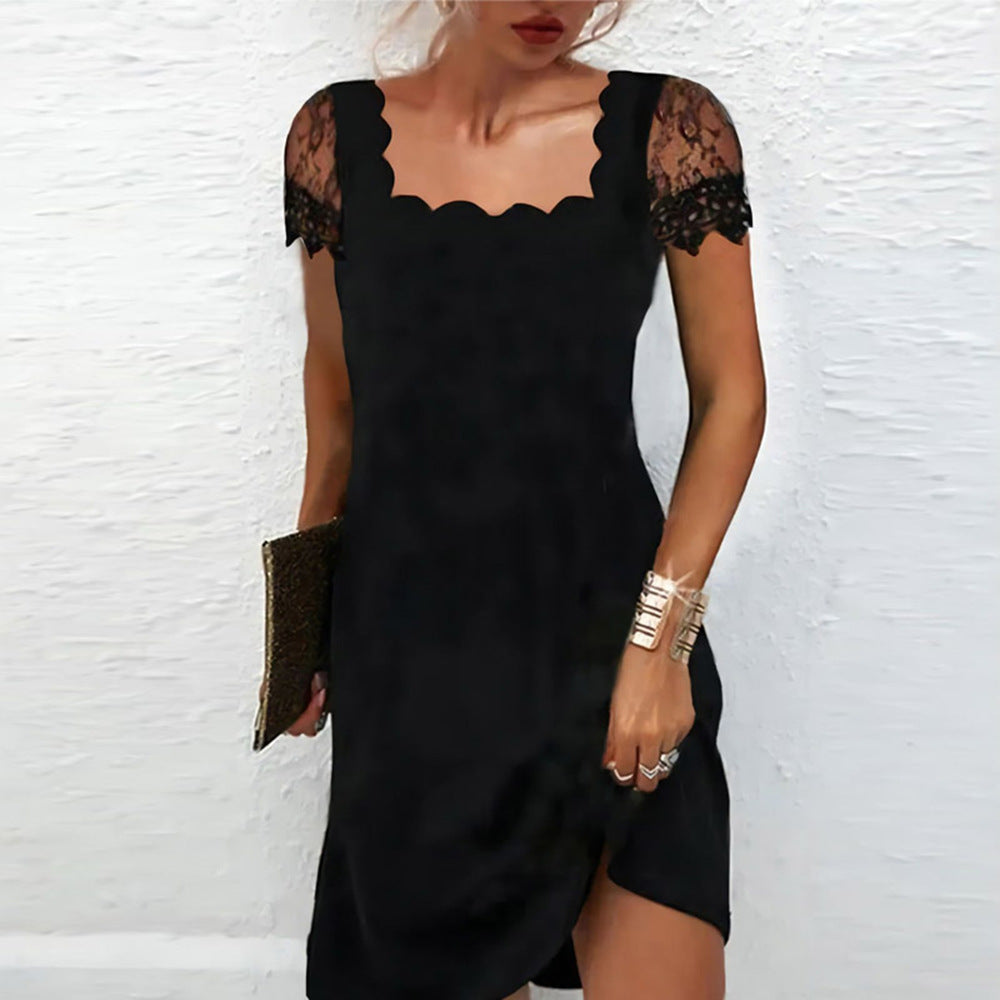 Hannah | Lace Sleeve Noir Grace Dress