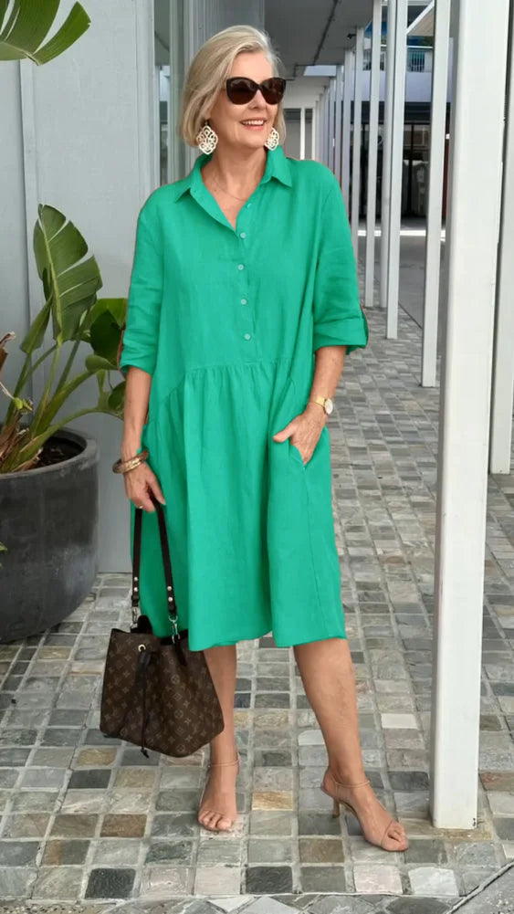 New Women's Cotton Linen Casual Dress