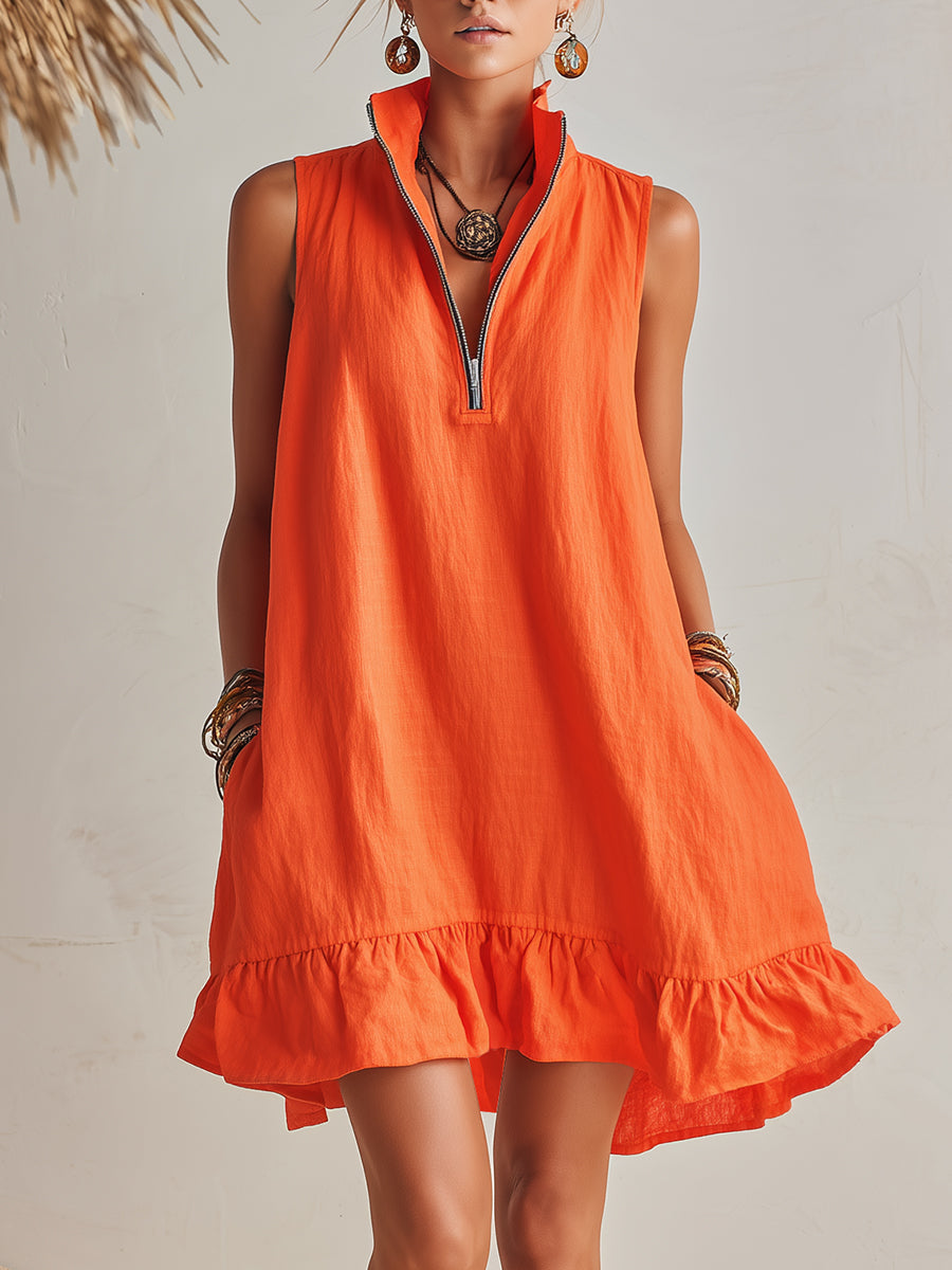 Mini Dress in Cotton and Linen