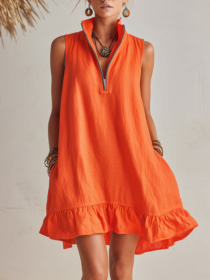 Mini Dress in Cotton and Linen
