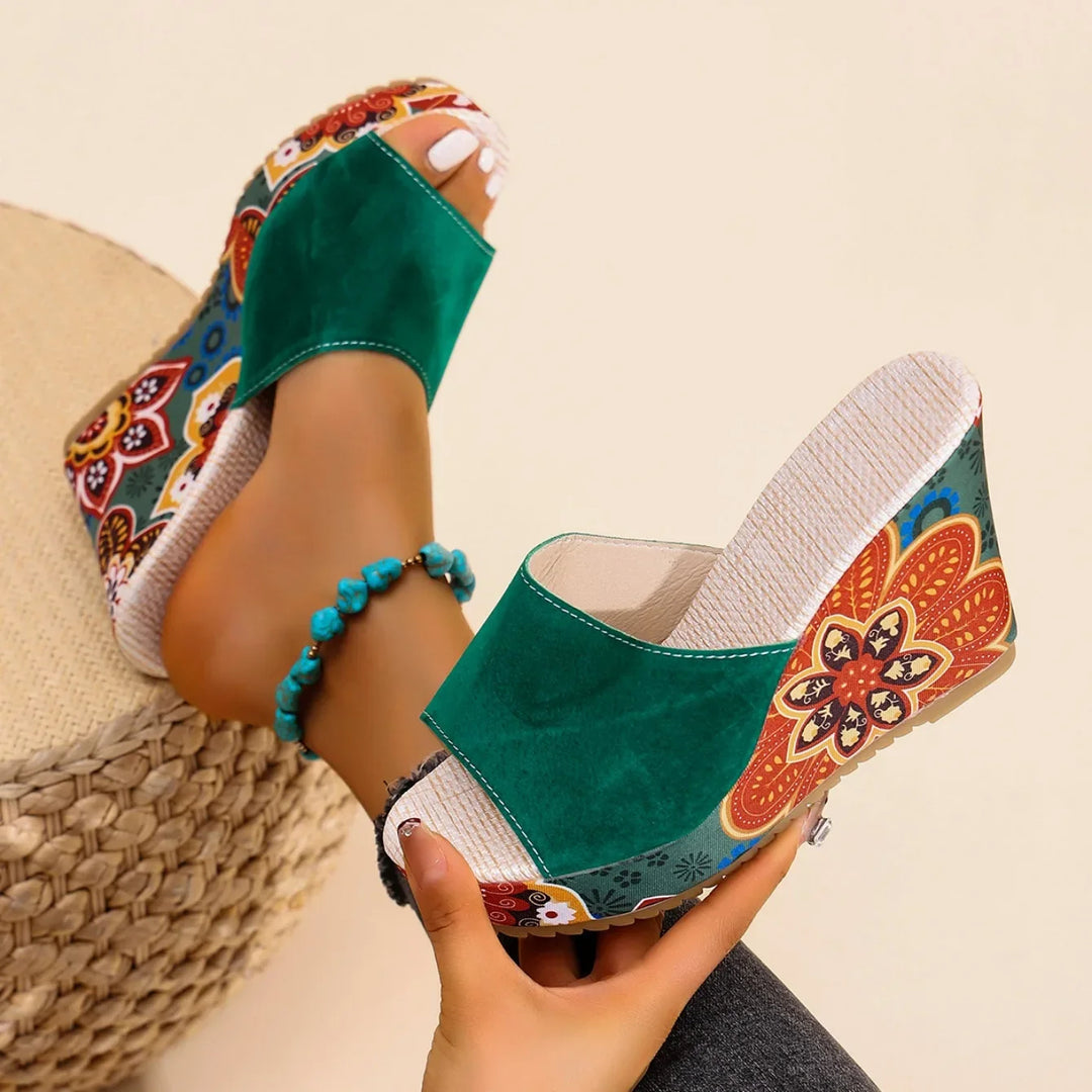 Laerke - Floral Print Wedge Sandal