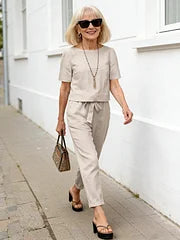 Lightweight Cotton Blend Two Piece Relaxed Fit Suit