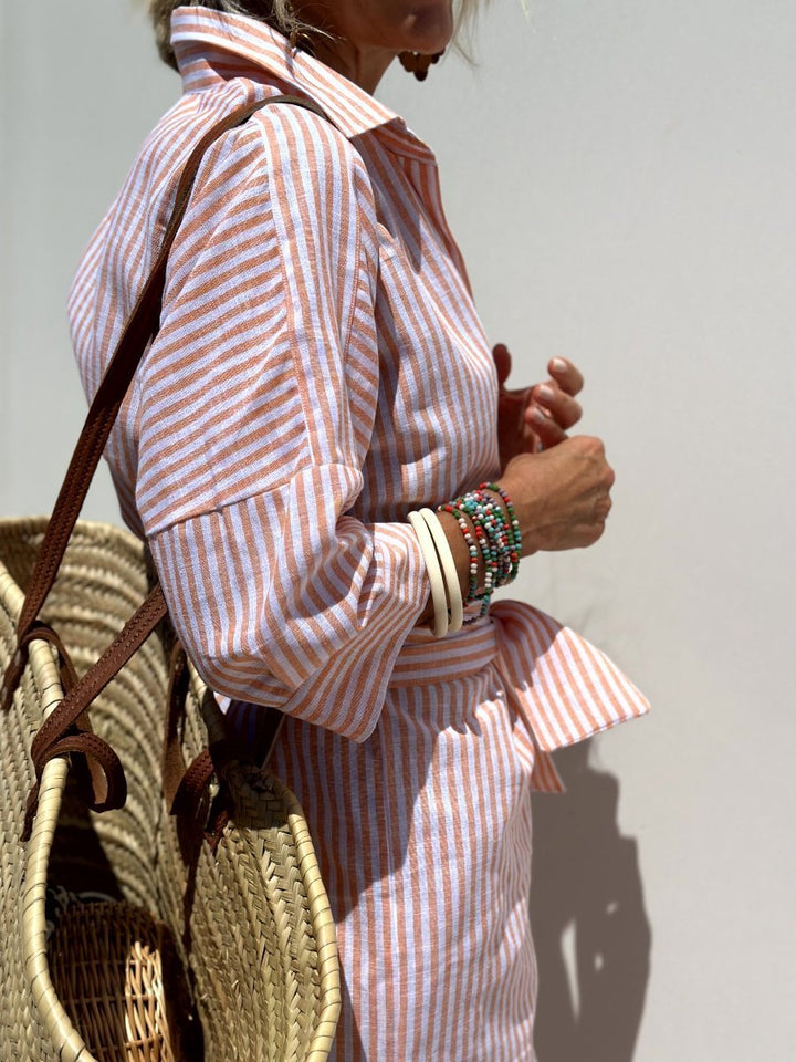 Striped Shirt Dress Lightweight Relaxed Fit