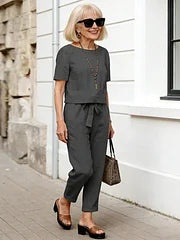 Lightweight Cotton Blend Two Piece Relaxed Fit Suit