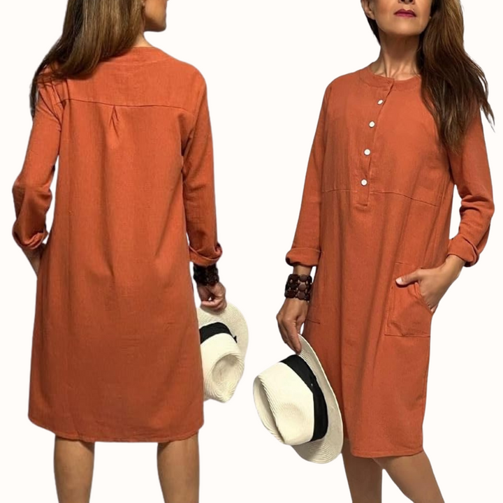 Lightweight Linen Dress Relaxed Fit Breathable Fabric