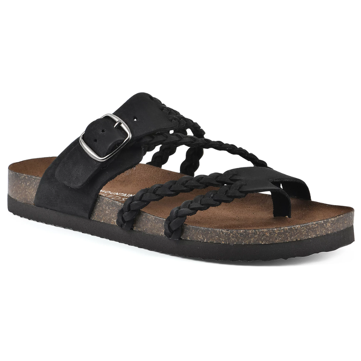 Braided Suede Sandals Flat Cork Natural Comfort
