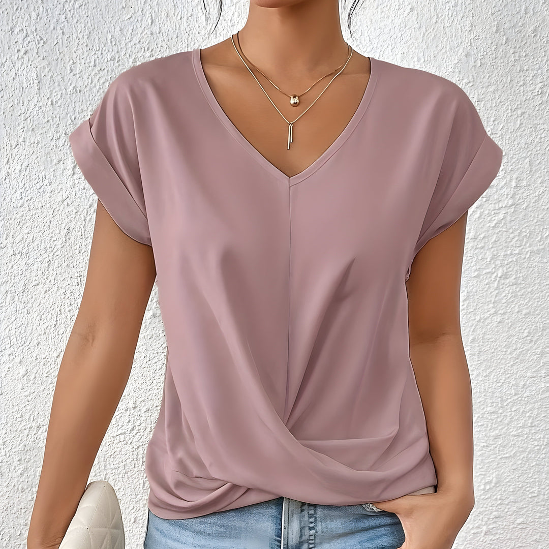 MEIKA™ | Classic Twist Detail V-Neck Top