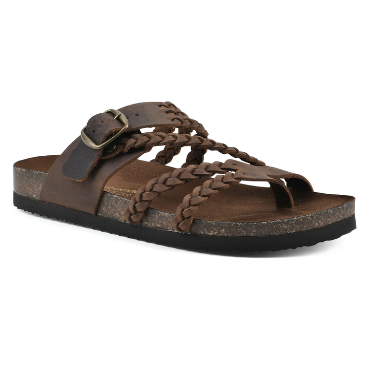 Braided Suede Sandals Flat Cork Natural Comfort