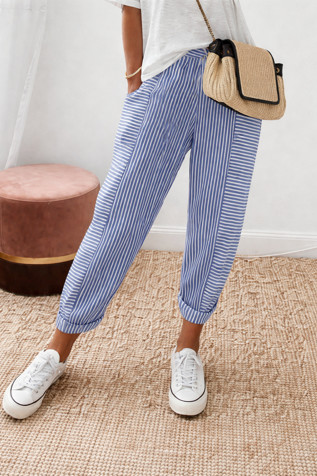 Marina | Coastal Blue Stripe Jogger Pants