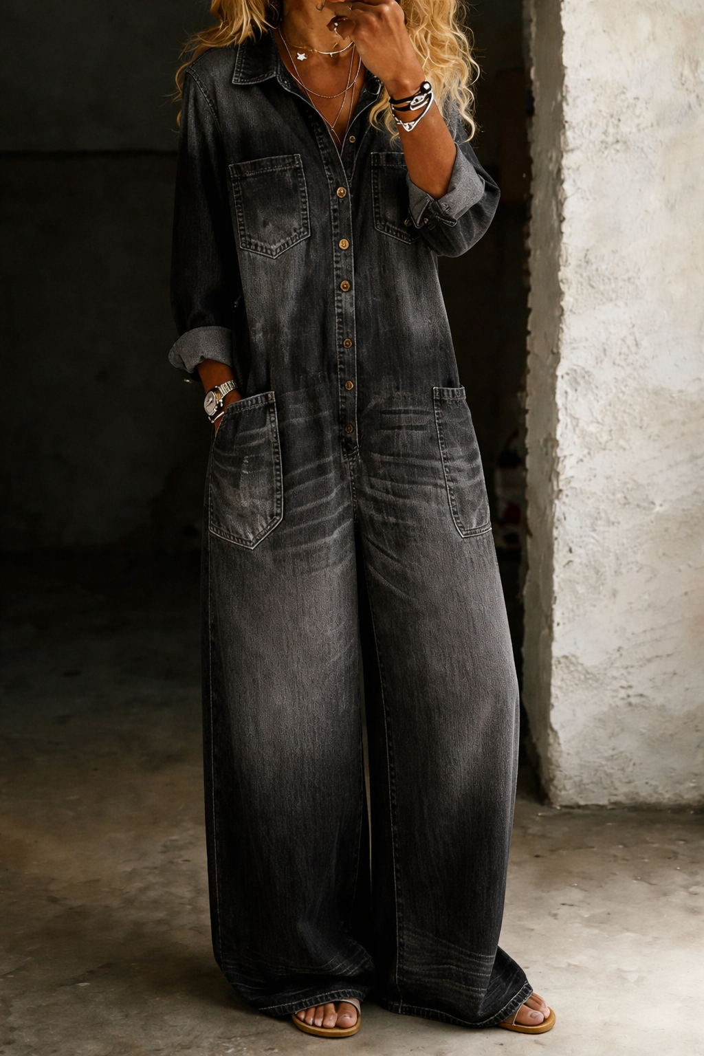 Lena | Casual Comfort Denim Jumpsuit