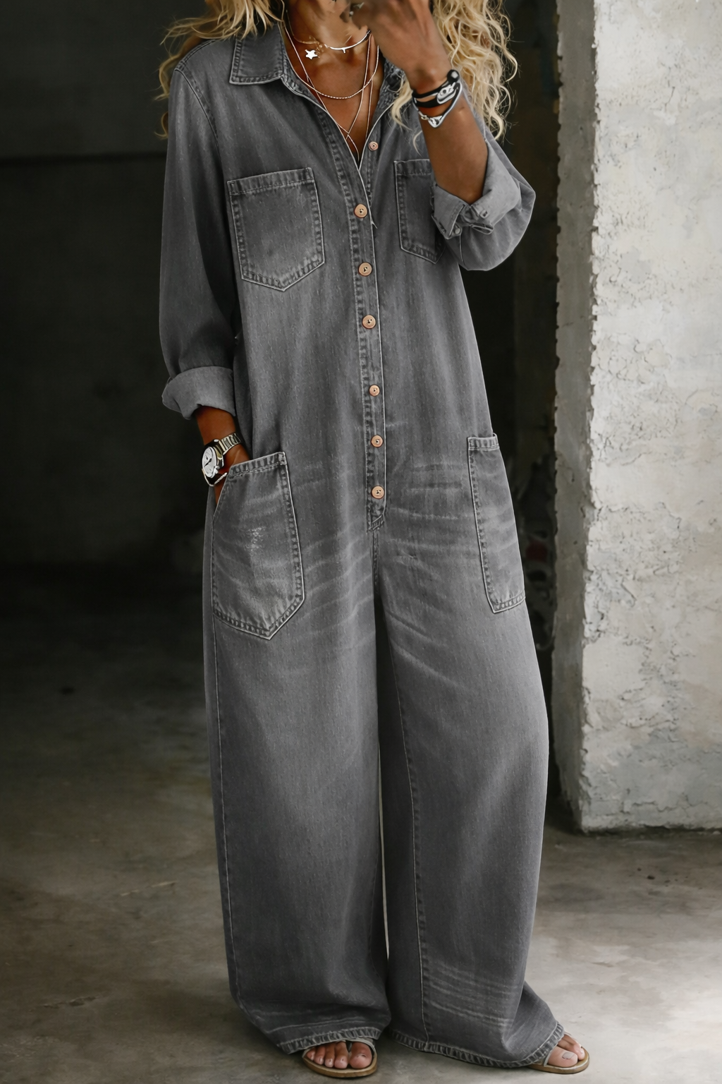 Lena | Casual Comfort Denim Jumpsuit