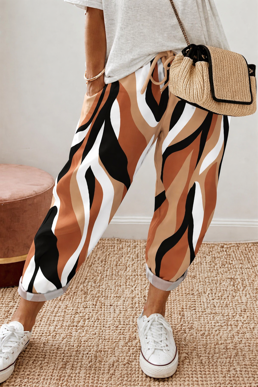 Zara | Abstract Flow Relaxed Pants