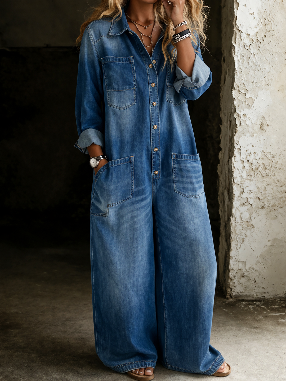 Lena | Casual Comfort Denim Jumpsuit
