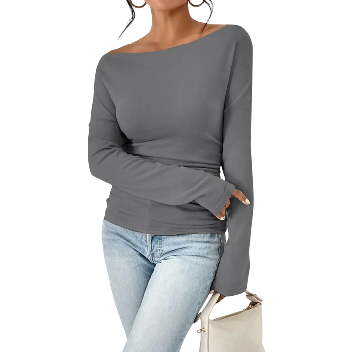NAOMI™ – Sleek One-Shoulder Long-Sleeve Top