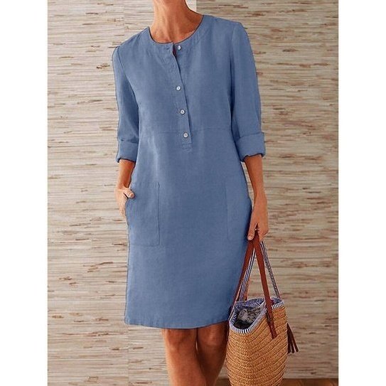 Lightweight Linen Dress Relaxed Fit Breathable Fabric