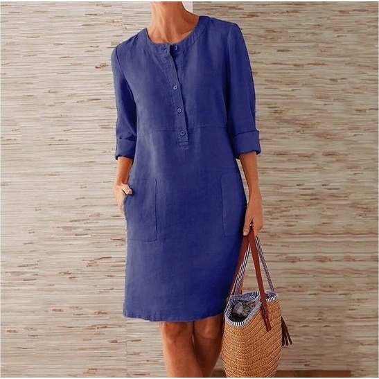 Lightweight Linen Dress Relaxed Fit Breathable Fabric