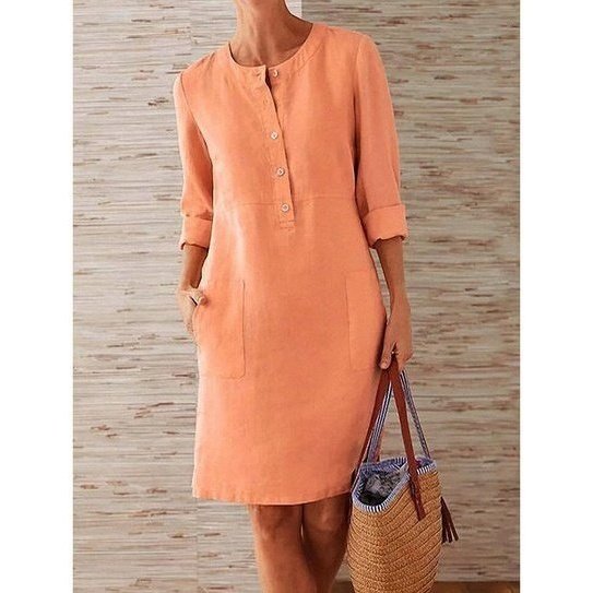 Lightweight Linen Dress Relaxed Fit Breathable Fabric