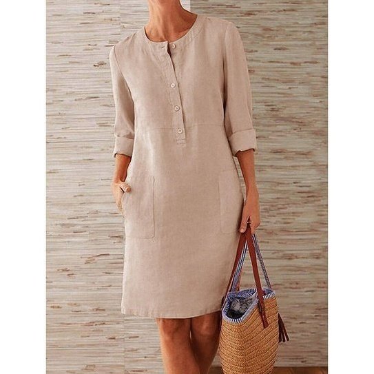 Lightweight Linen Dress Relaxed Fit Breathable Fabric
