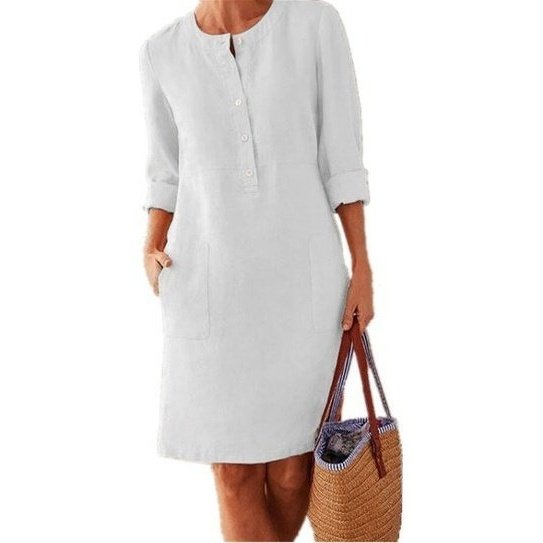 Lightweight Linen Dress Relaxed Fit Breathable Fabric