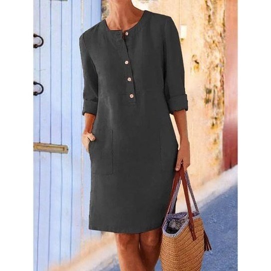 Lightweight Linen Dress Relaxed Fit Breathable Fabric