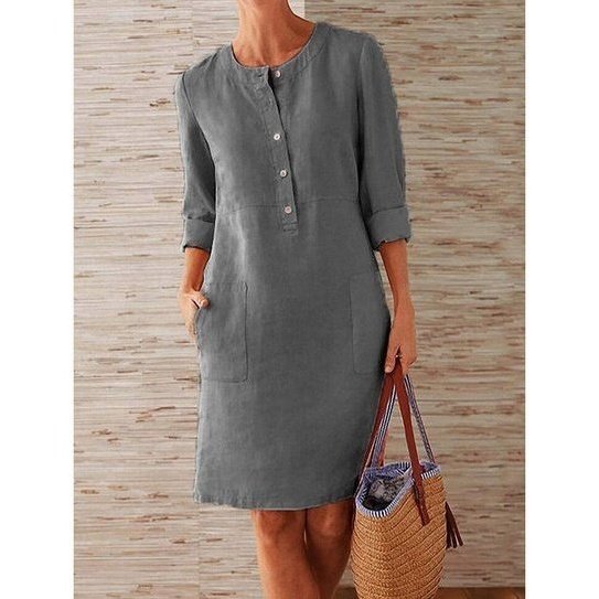 Lightweight Linen Dress Relaxed Fit Breathable Fabric