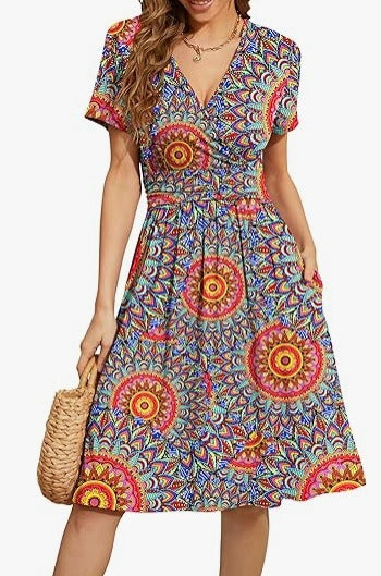 Floral Wrap Midi Dress