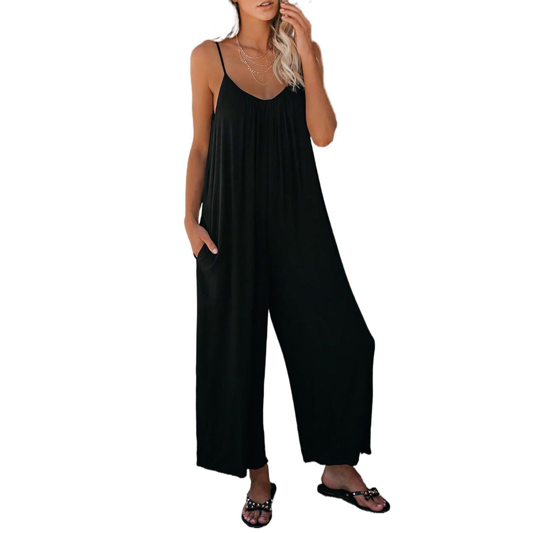 Loose Fit Women's Cotton Blend Jumpsuit Casual Pocket Style