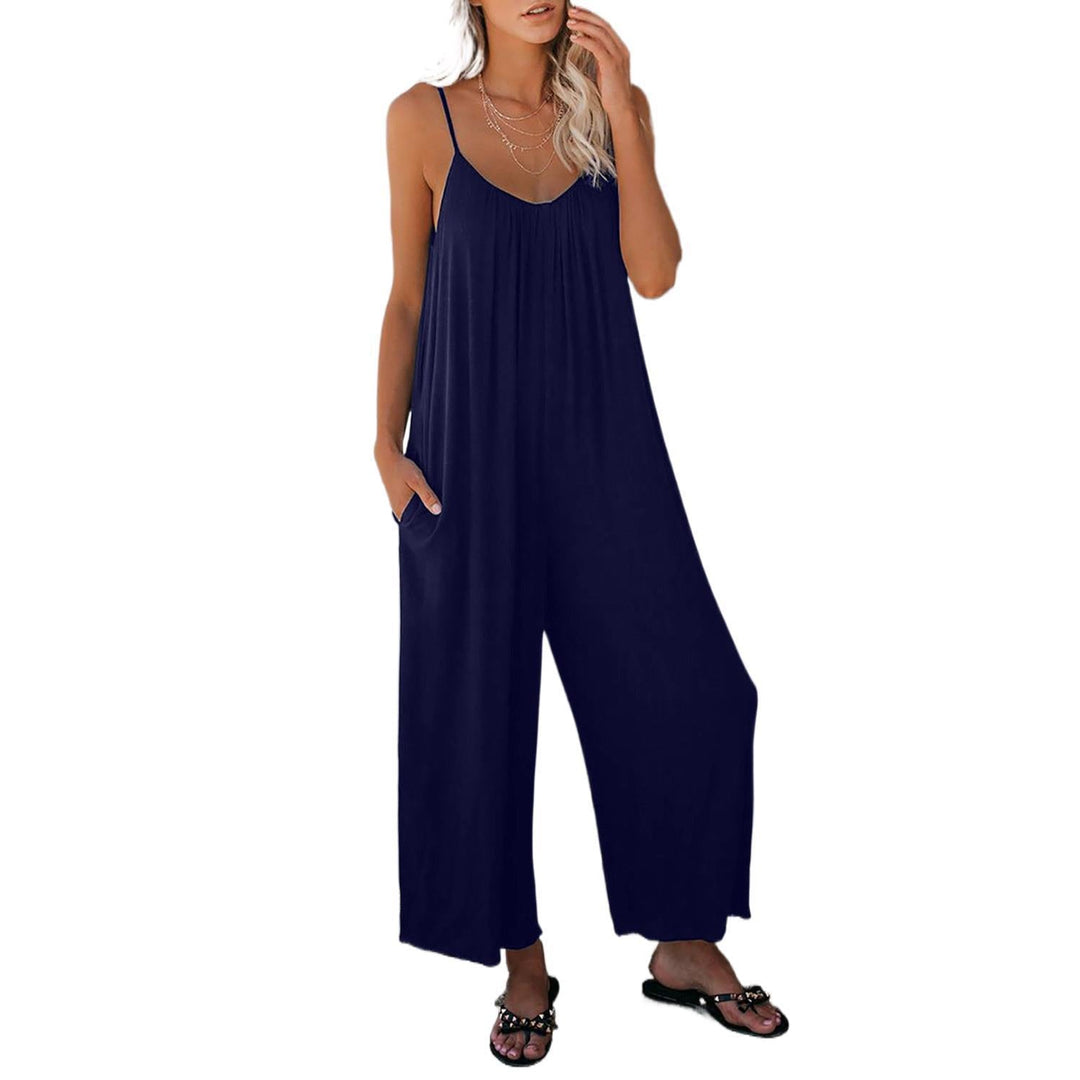 Loose Fit Women's Cotton Blend Jumpsuit Casual Pocket Style