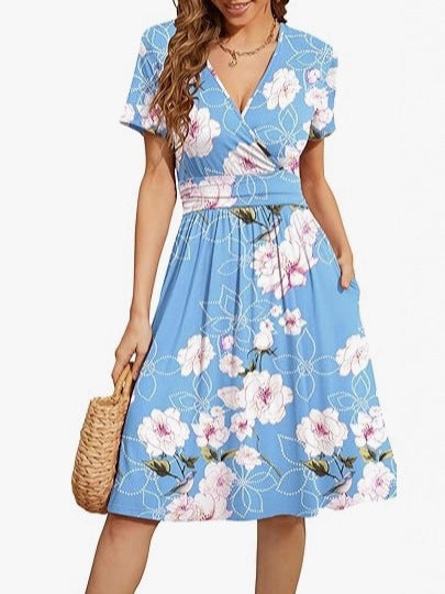 Floral Wrap Midi Dress