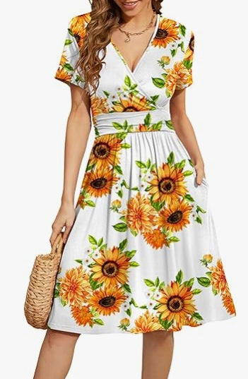 Floral Wrap Midi Dress