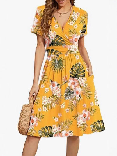 Floral Wrap Midi Dress