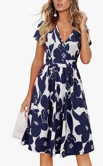 Floral Wrap Midi Dress