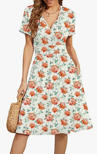 Floral Wrap Midi Dress