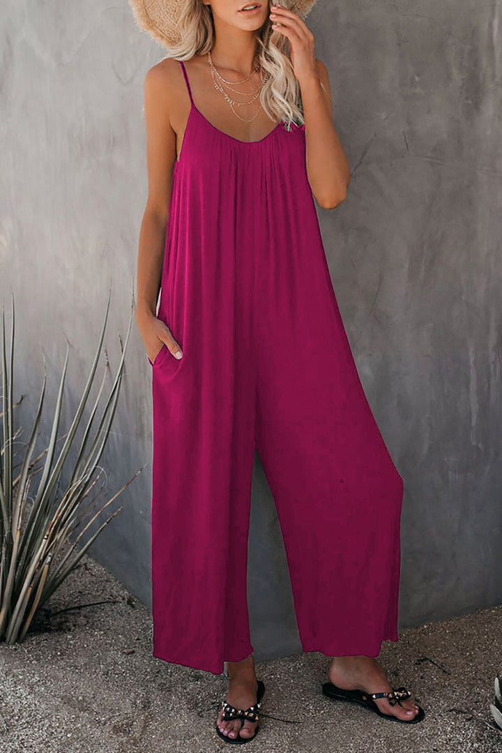 Loose Fit Women's Cotton Blend Jumpsuit Casual Pocket Style