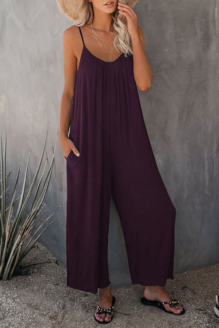 Loose Fit Women's Cotton Blend Jumpsuit Casual Pocket Style