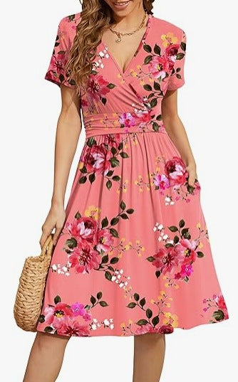 Floral Wrap Midi Dress