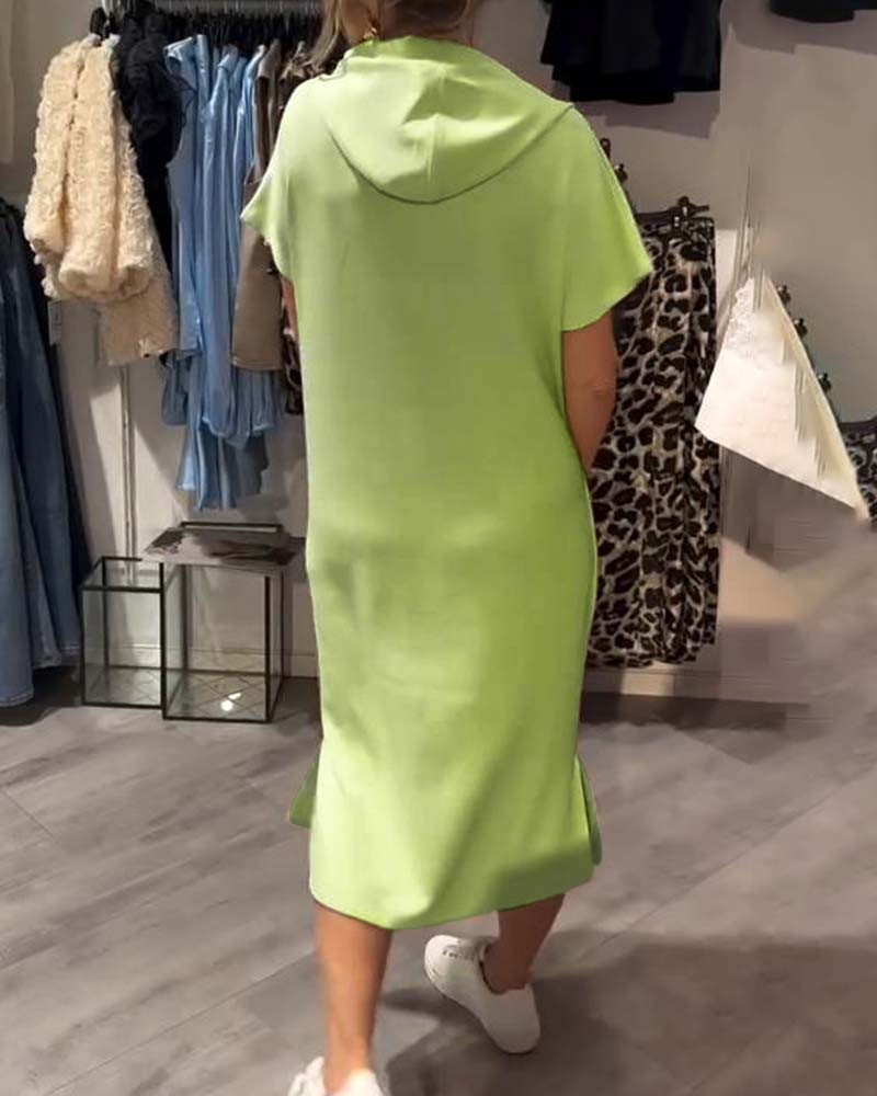 Casual Hooded Jumper Dress Comfortable Midi Fit