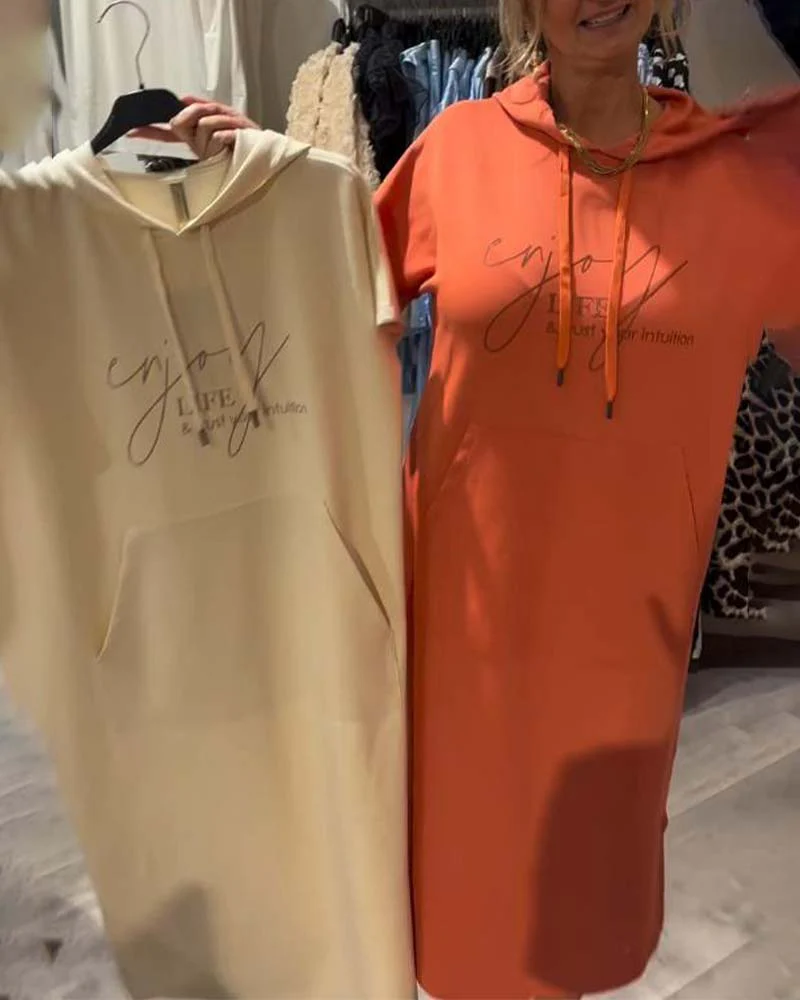 Casual Hooded Jumper Dress Comfortable Midi Fit