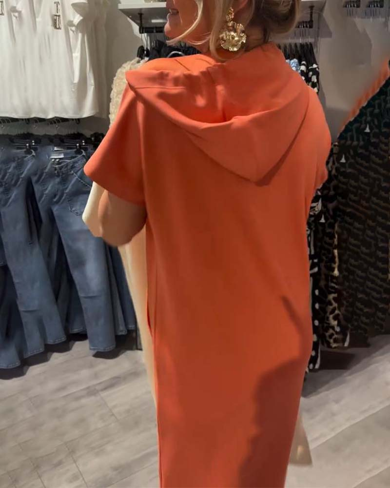 Casual Hooded Jumper Dress Comfortable Midi Fit
