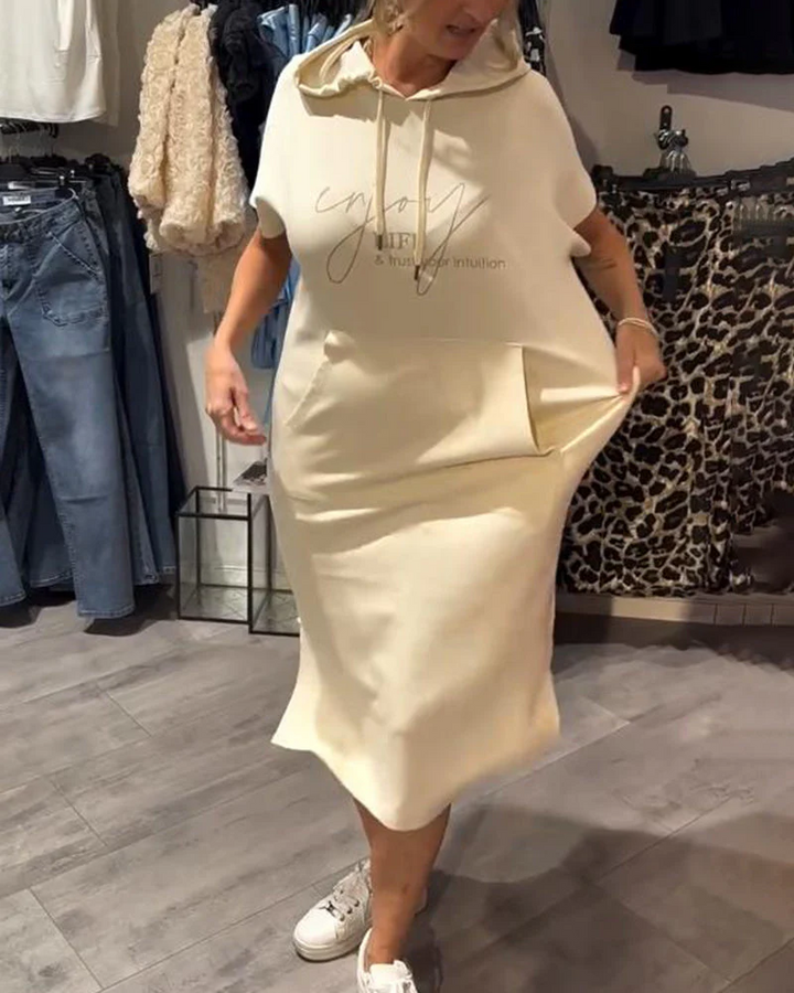 Casual Hooded Jumper Dress Comfortable Midi Fit