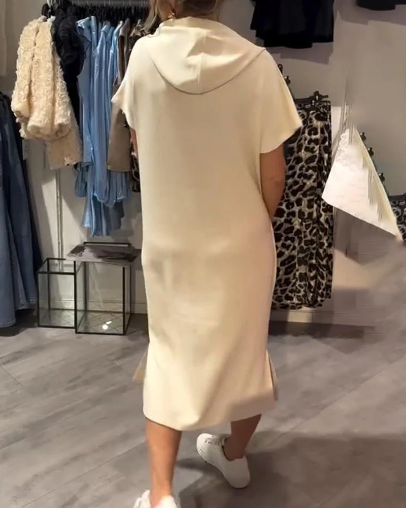 Casual Hooded Jumper Dress Comfortable Midi Fit