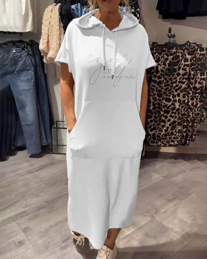 Casual Hooded Jumper Dress Comfortable Midi Fit
