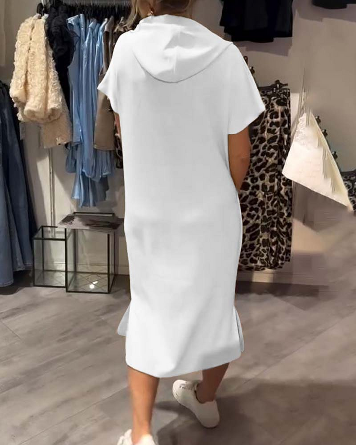 Casual Hooded Jumper Dress Comfortable Midi Fit